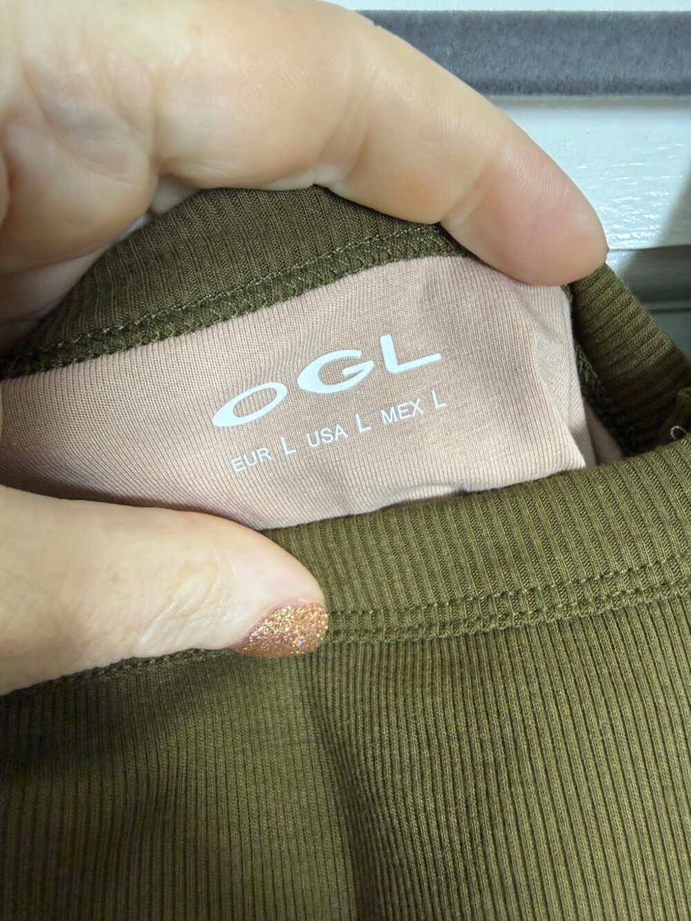 OGL Slinky Square Open-Back Bra Tank Top Regular Length - Brass Olive Green - Picture 3 of 5